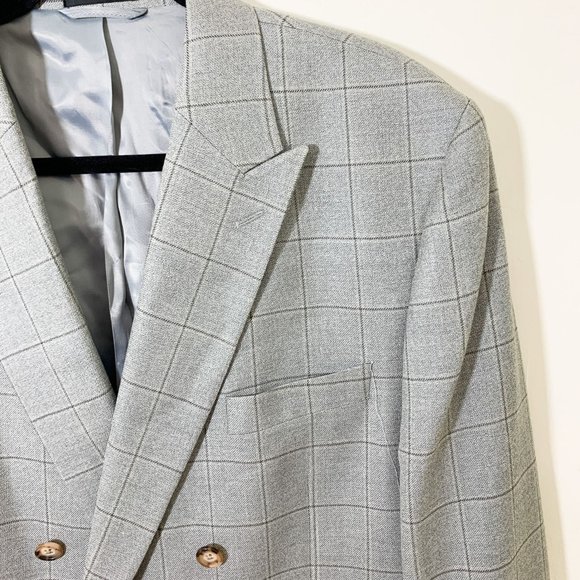 Ralph Lauren gray plaid blazer sport jacket silk wool 44L - Picture 2 of 10
